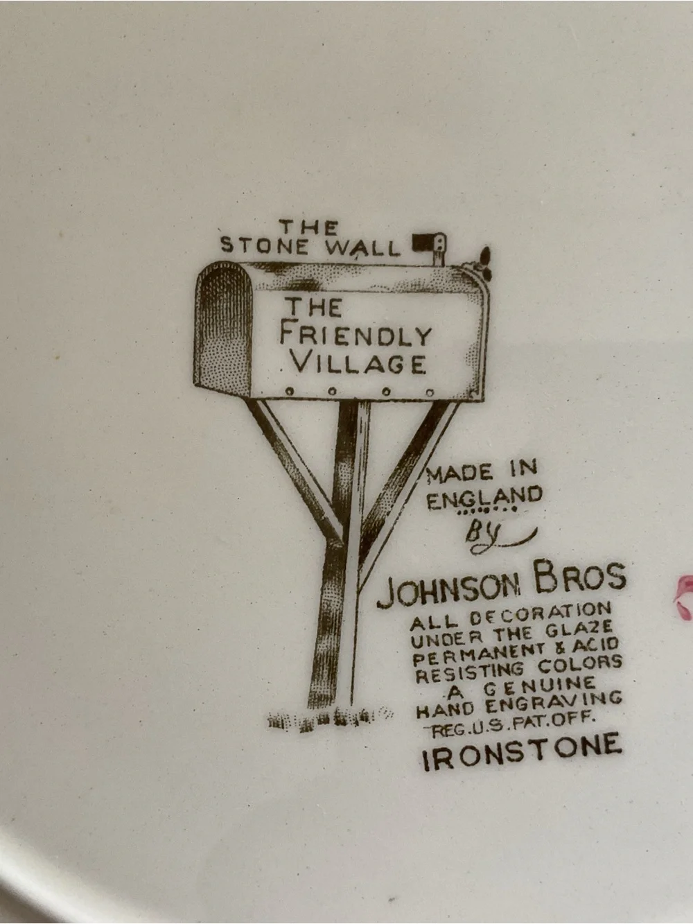 Vintage Johnson Bros The Friendly Village “The Stone Wall” Dinner Plate